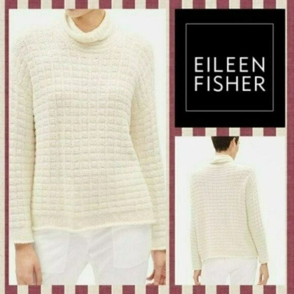 NWT MSRP 268 Eileen Fisher Organic Cotton Funnel-Neck Sweater - Picture 1 of 9